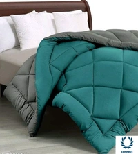 SIE STORE 250 GSM Luxury Premium Microfiber  Soft Reversable  DOUBLE BED (90*100 INCH) All Season Comforte_Blanket/RAJAI/Quilt(Sea Green & Grey) - Sea Green/Grey, Pack of 1, 90×100inch, Microfiber